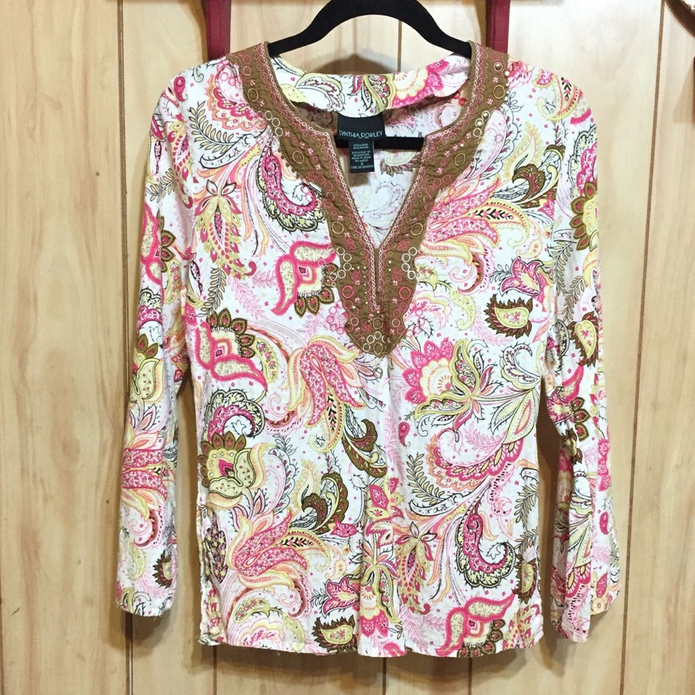 Xs/S Bohemian Pink Blouse (flawed..as is)bundle me